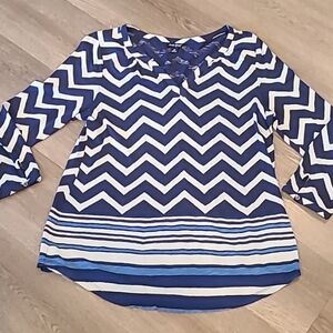 Lucky Brand Chevron Navy Blouse
